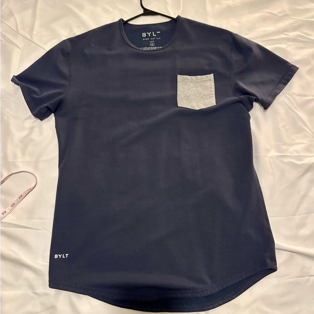 Men's BYLT Navy T-Shirt with Gray Pocket